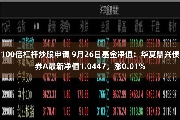 100倍杠杆炒股申请 9月26日基金净值：华夏鼎兴债券A最新净值1.0447，涨0.01%